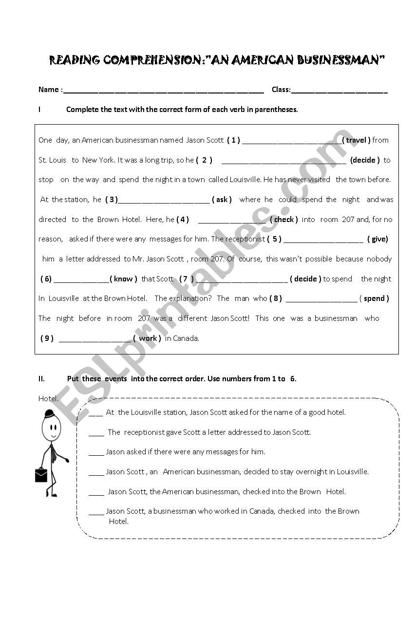 Reding comprehension worksheet