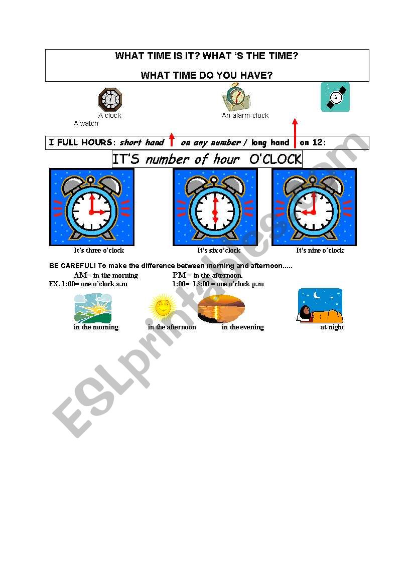 tell the time 1/2 worksheet