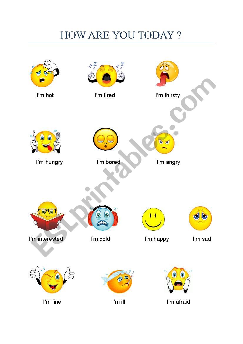 HOW ARE YOU TODAY ? worksheet