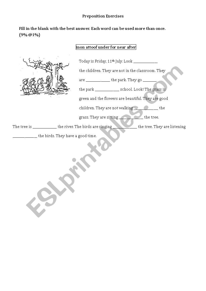 Preposition Exercises worksheet