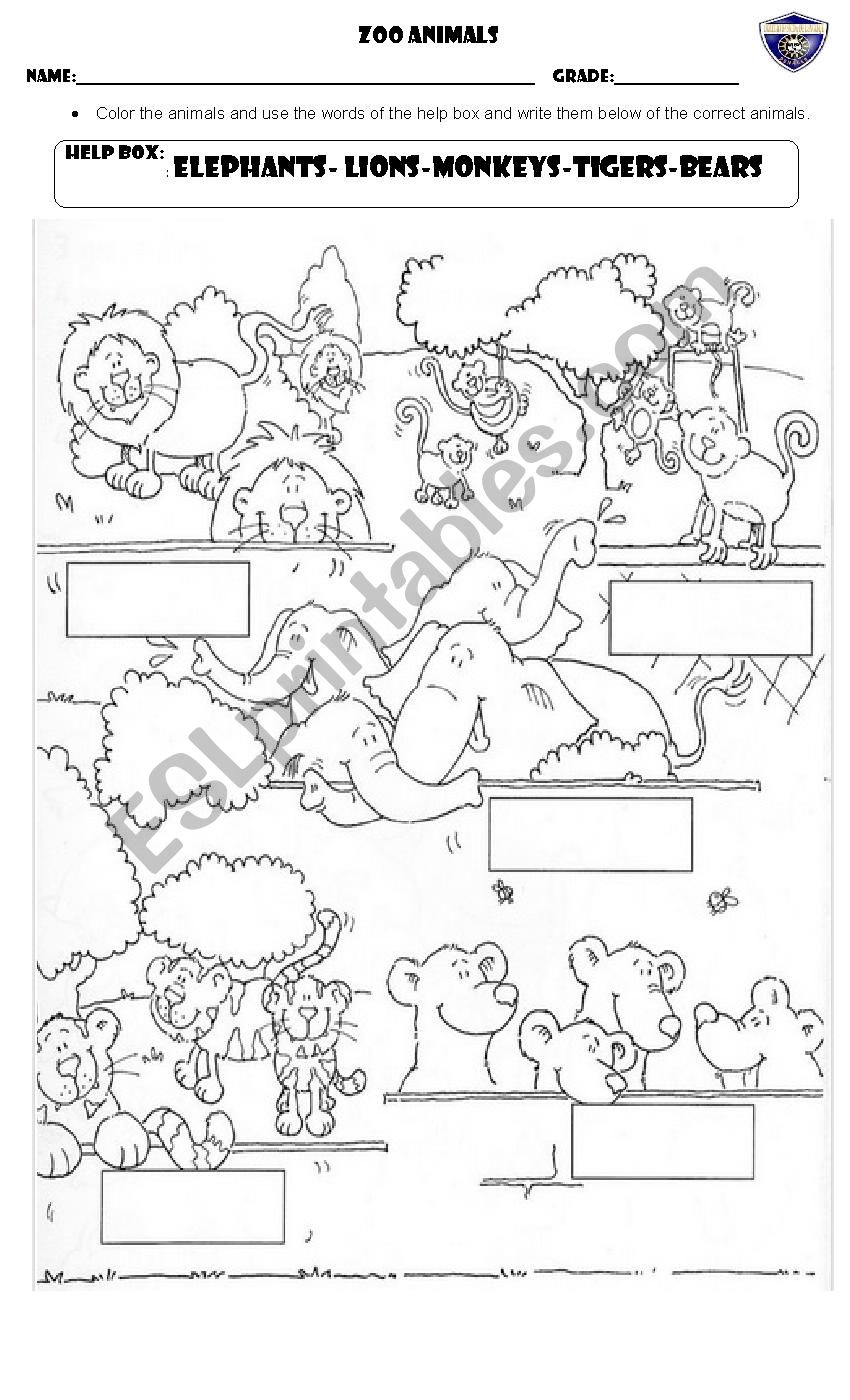 zoo animals worksheet