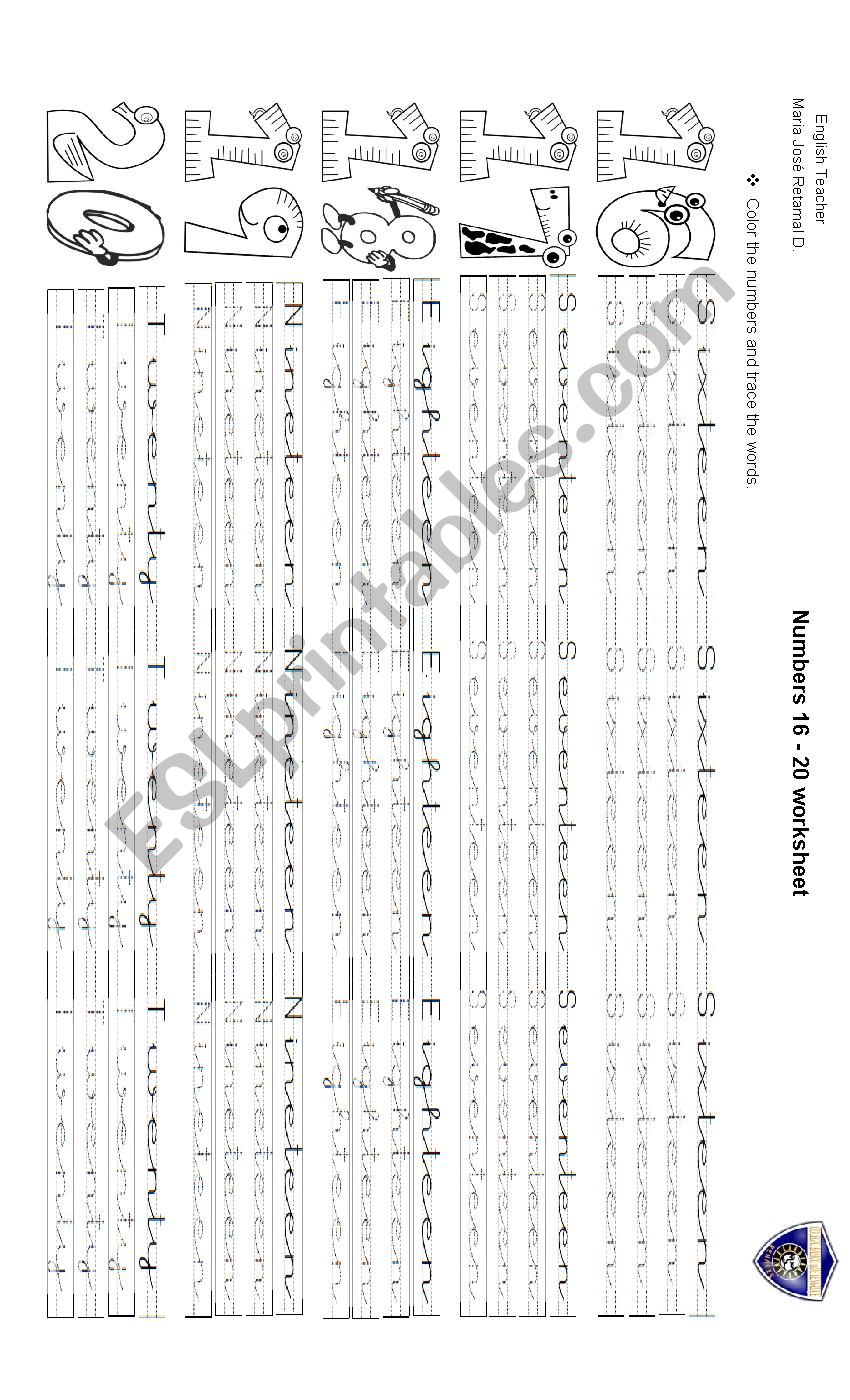 numbers 16-20 worksheet