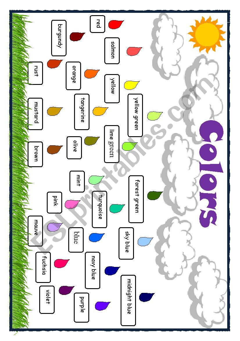 Advanced colours worksheet