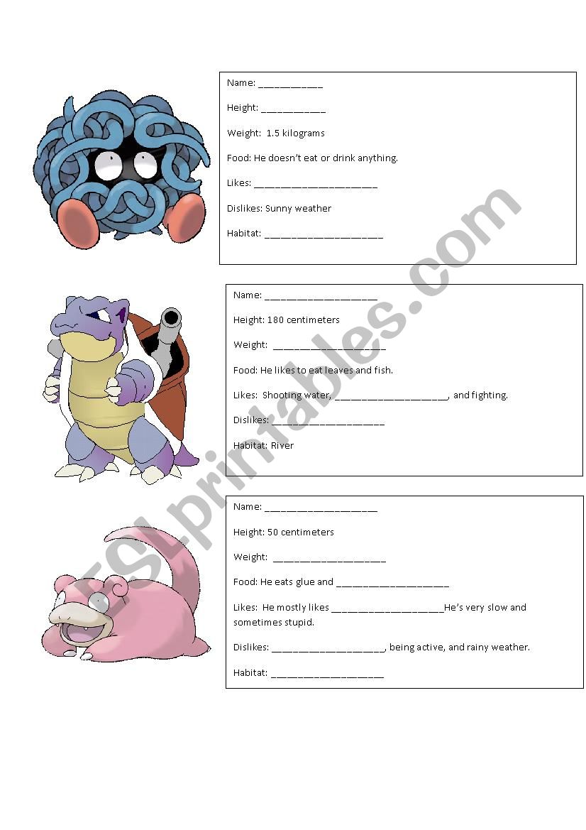 Pokemon Descriptions- Hallway activity