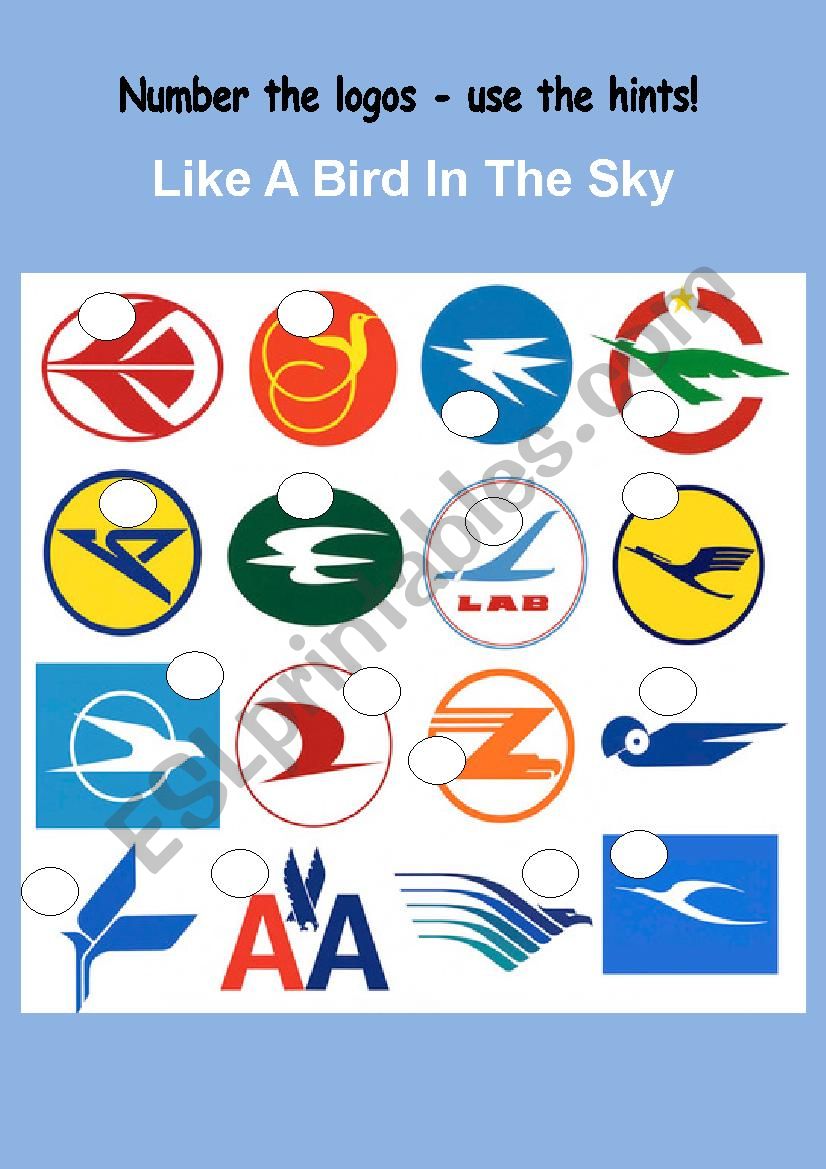 airlines logos worksheet