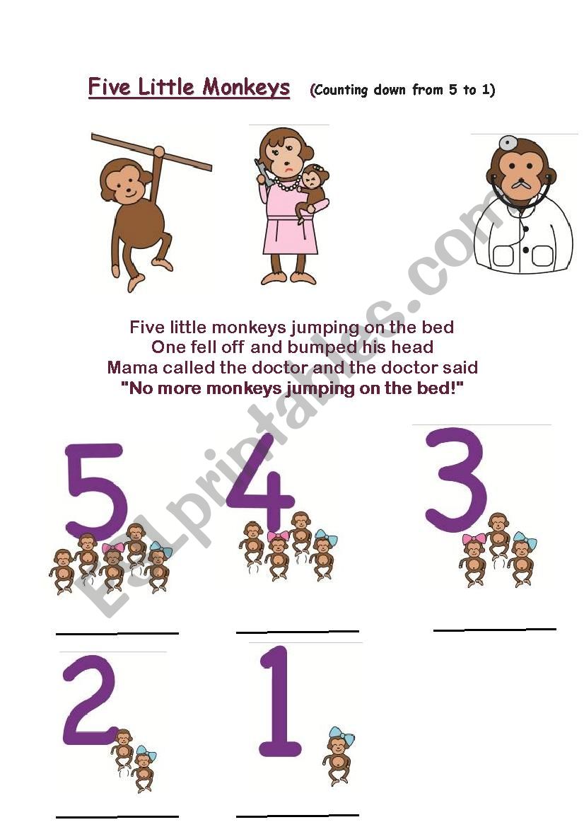 Five Little Monkeys worksheet