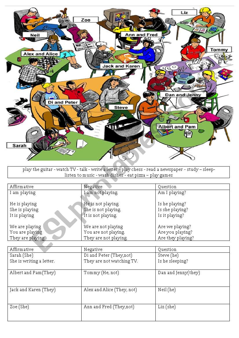 Present Continuous Activity worksheet