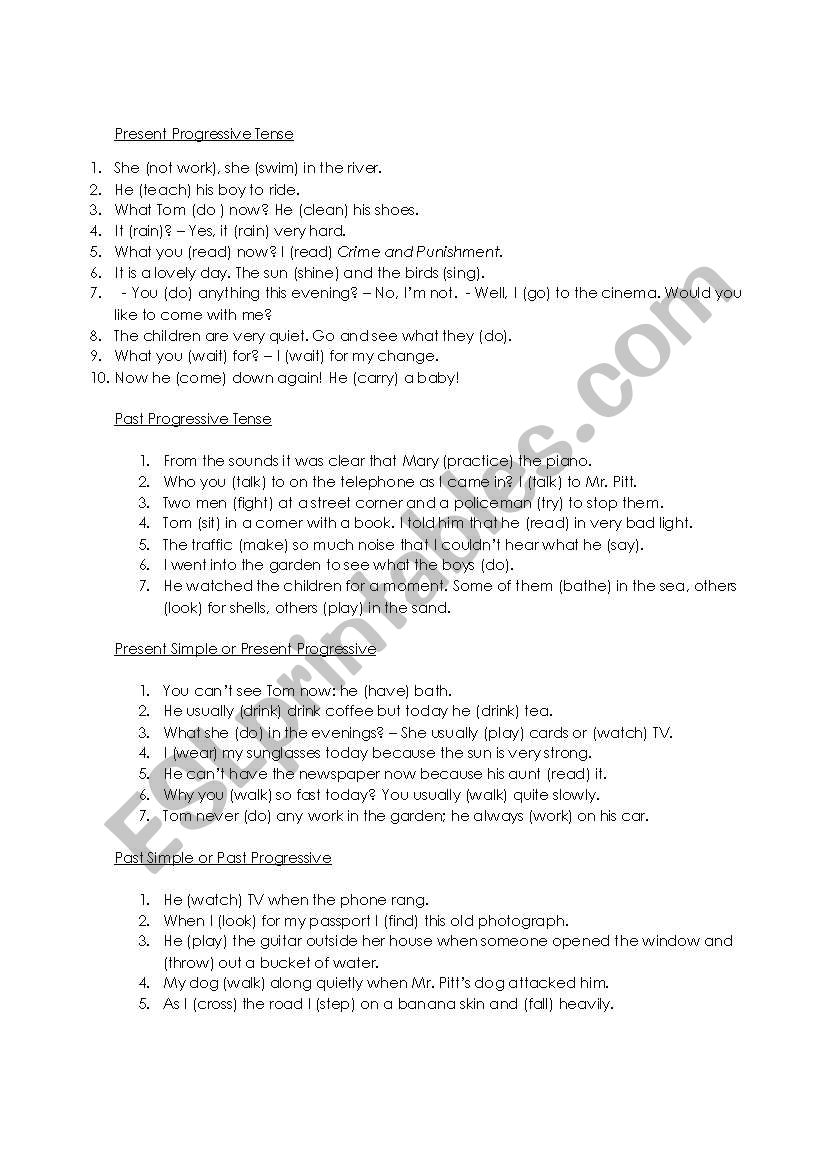 Tenses worksheet