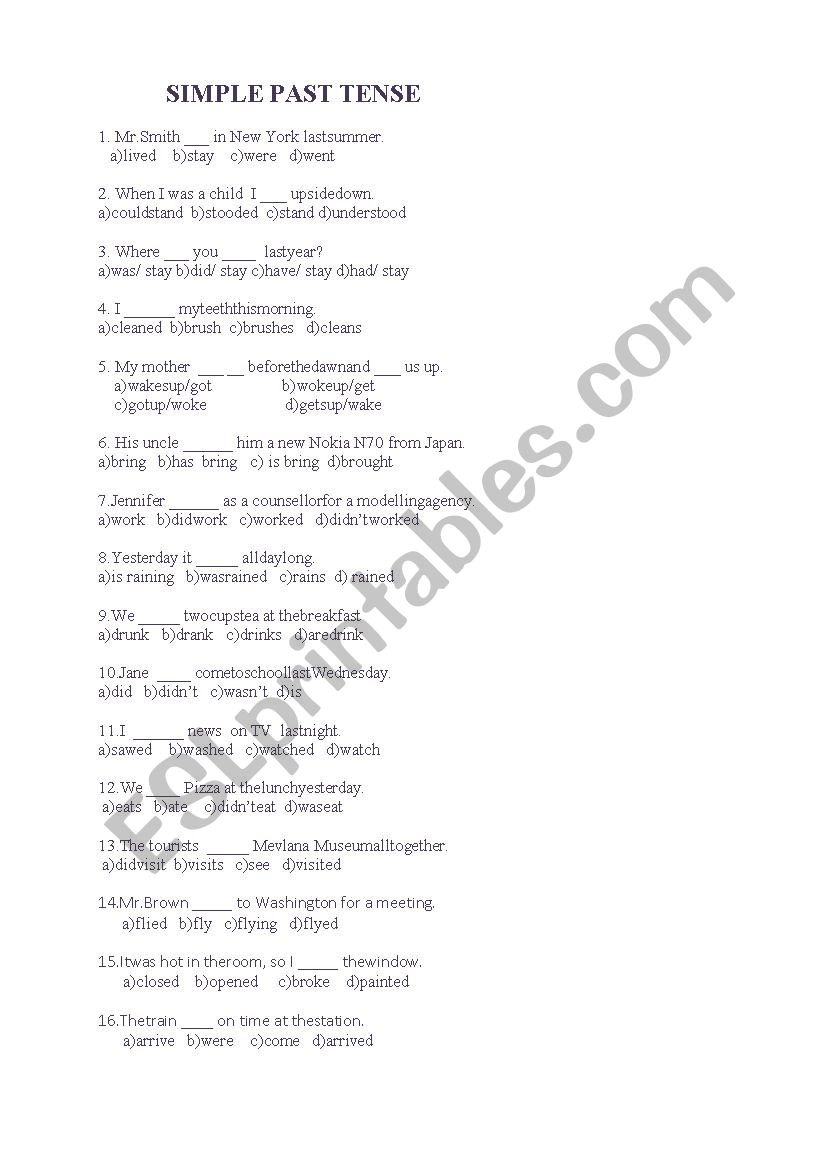 past simple worksheet