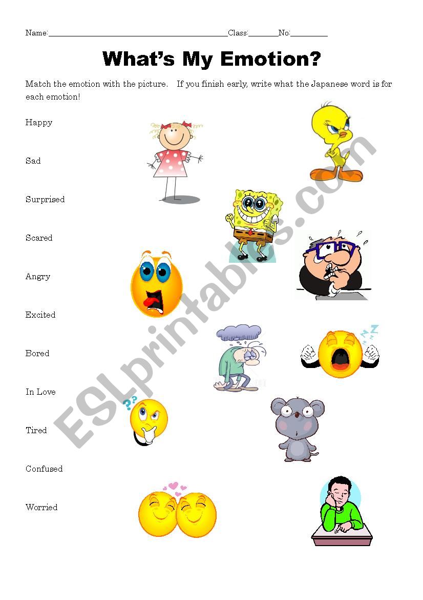 Emotions worksheet