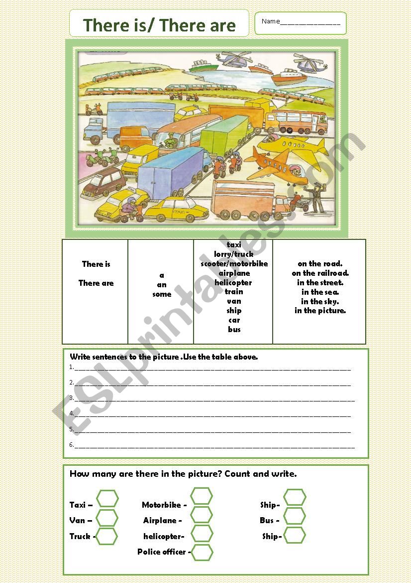 Transportation- picture worksheet