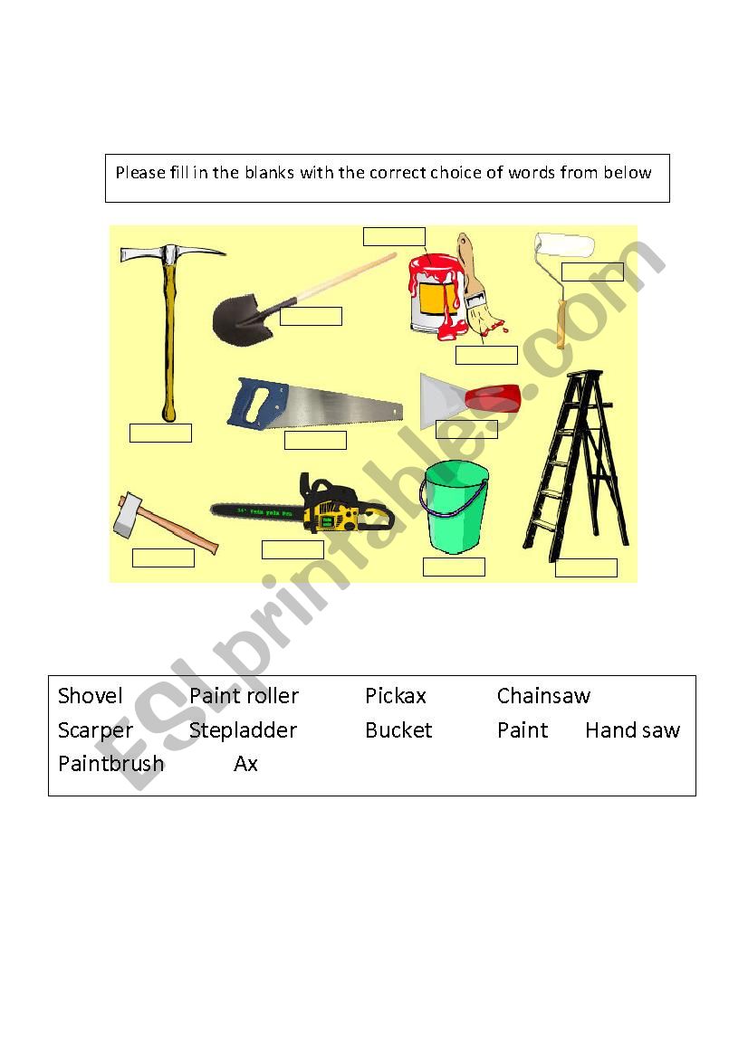 Garden tools worksheet