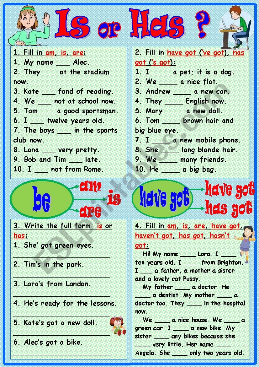 Is or Has? worksheet