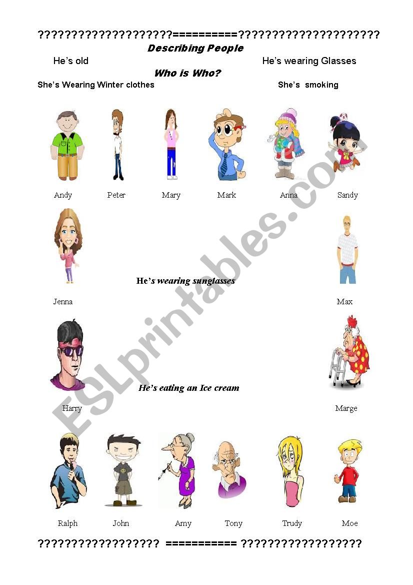 Describing People worksheet