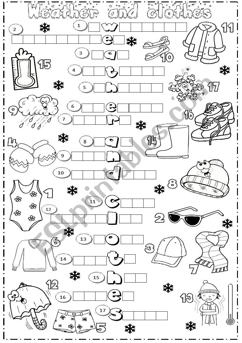 weather and clothes  worksheet