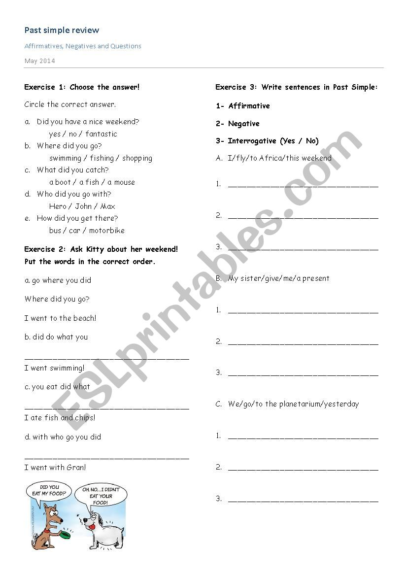 Past simple review  worksheet