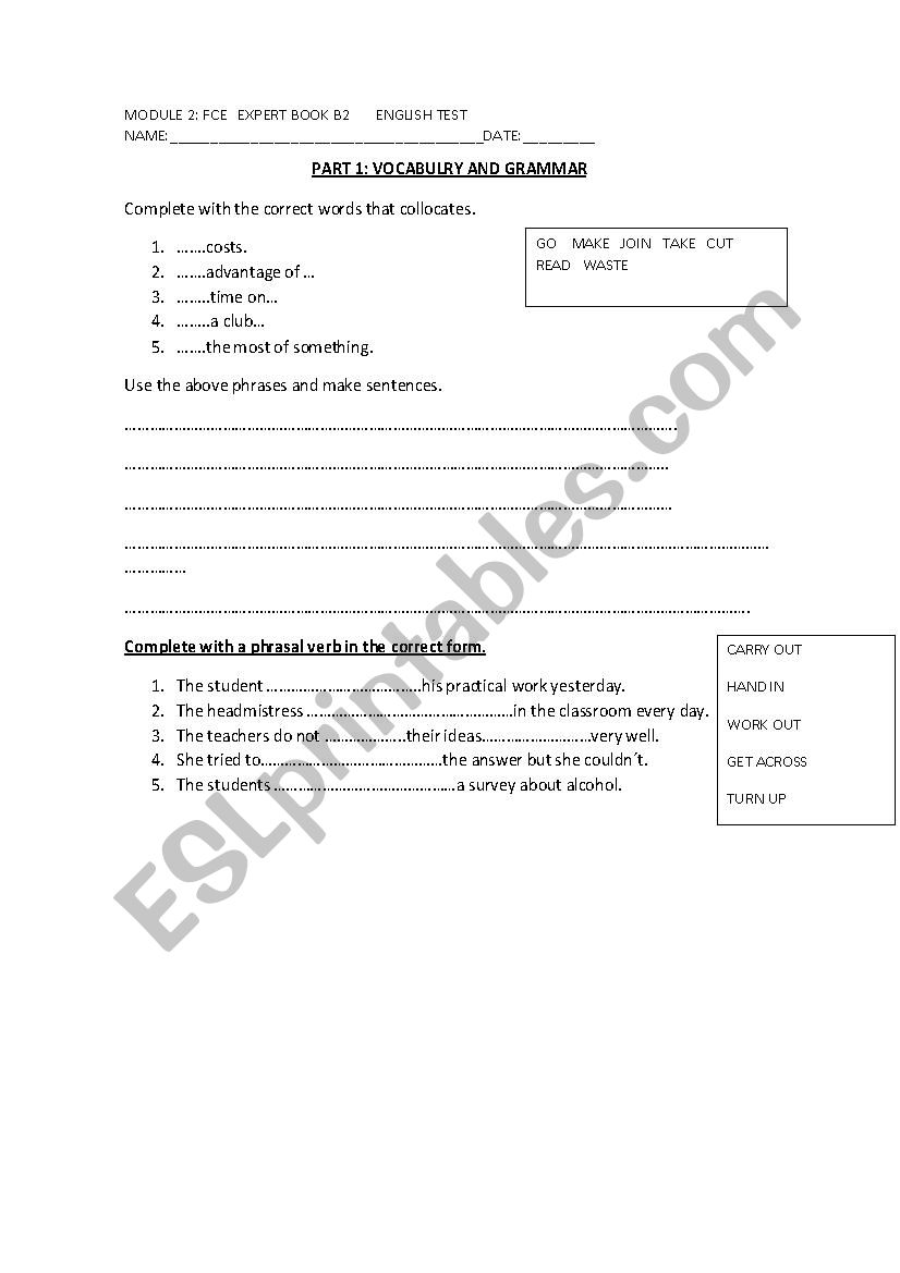 fce activities worksheet