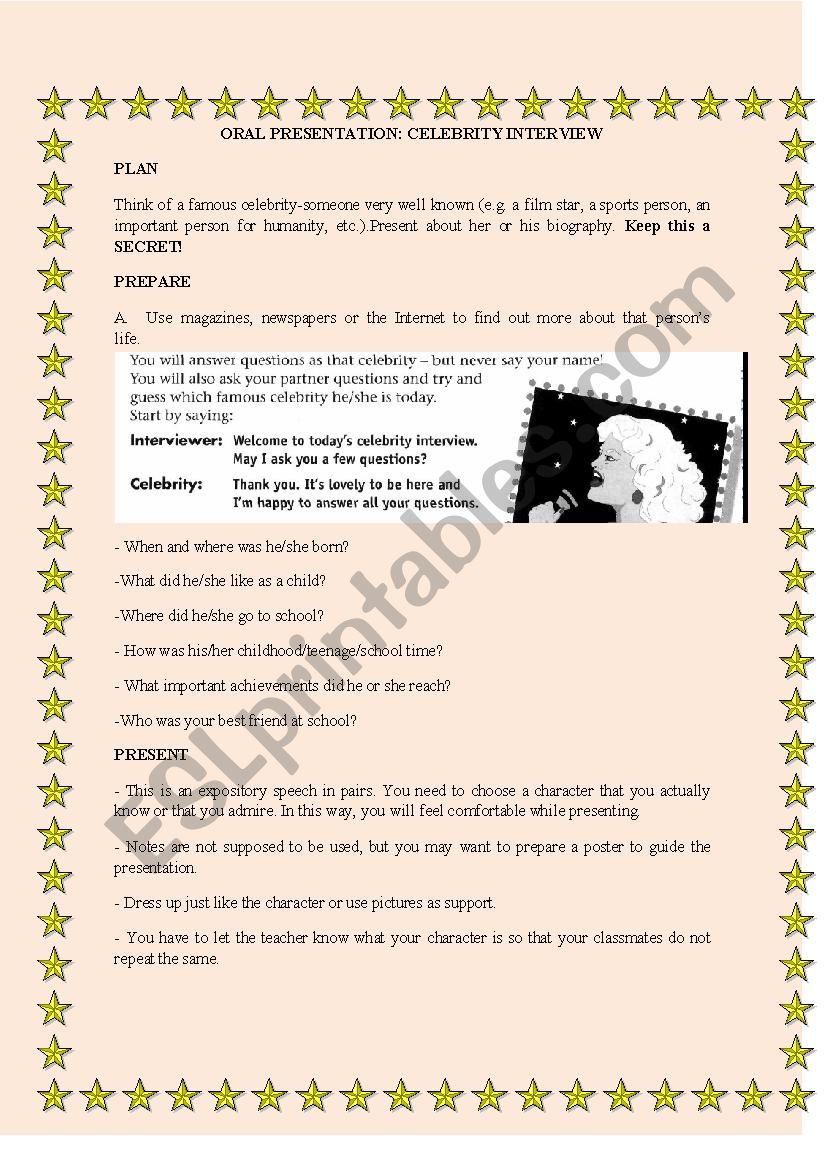 Oral Presentation worksheet