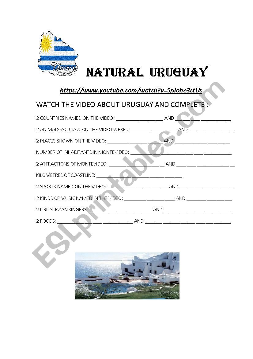 Natural Uruguay worksheet