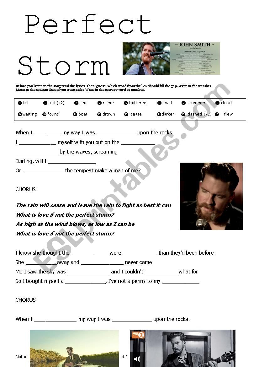 Perfect Storm by John Smith worksheet
