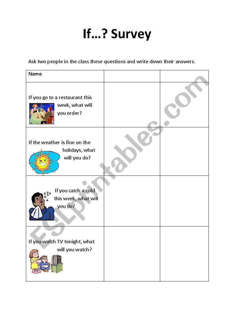 First Conditional Survey worksheet