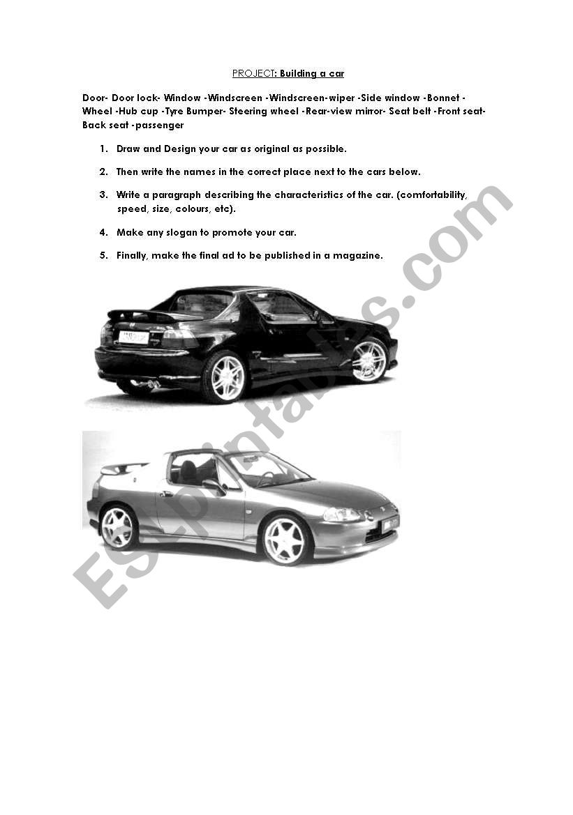 Project: a car worksheet