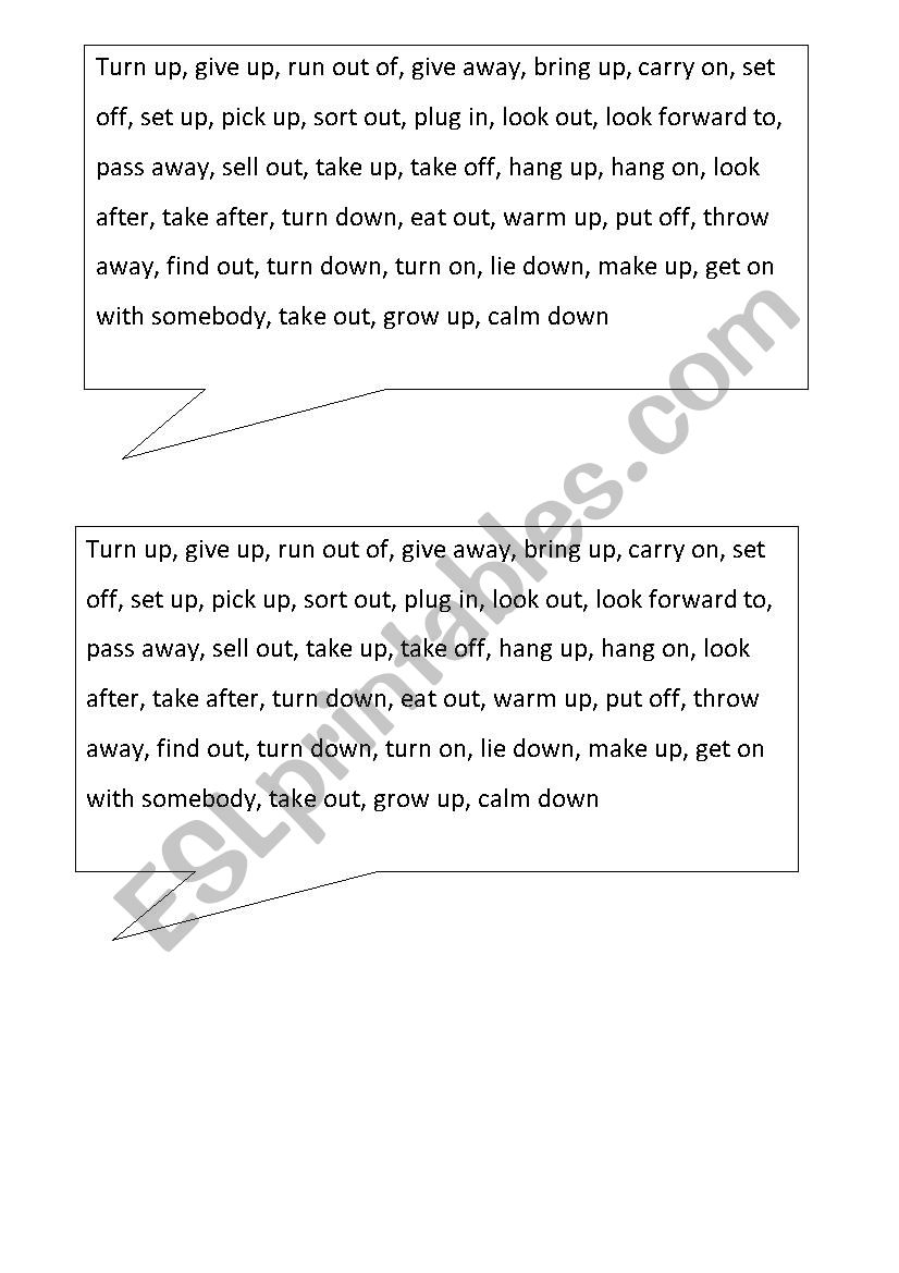 Phrasal verbs worksheet