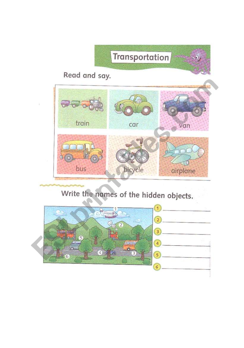 Transportation worksheet