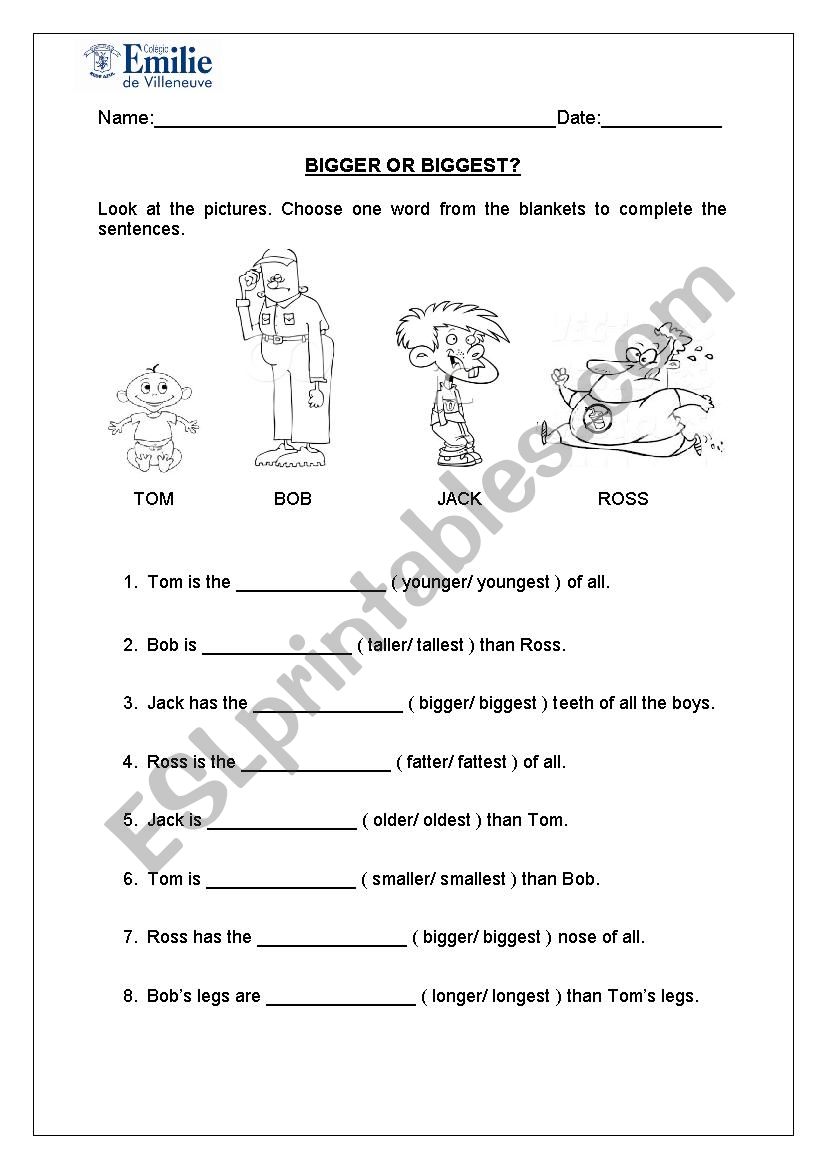 Comparative worksheet