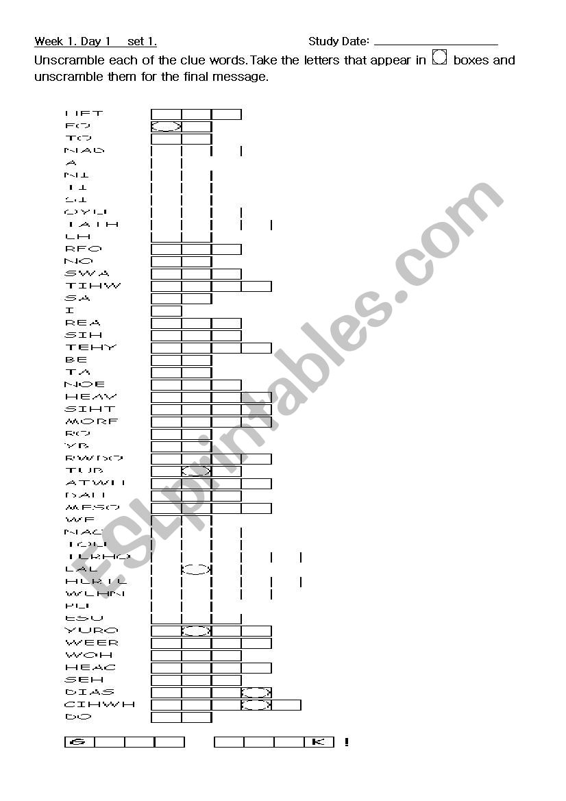 Basic vocagame sheet worksheet