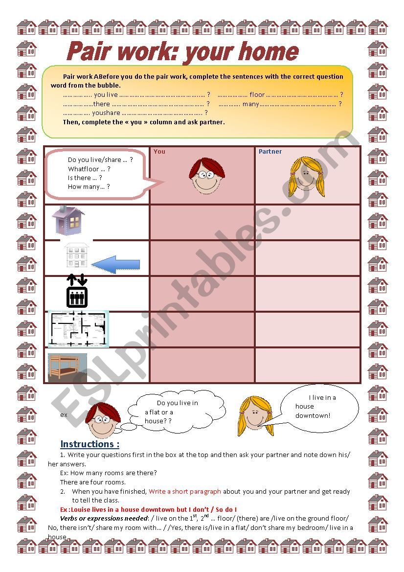 Home pairwork worksheet