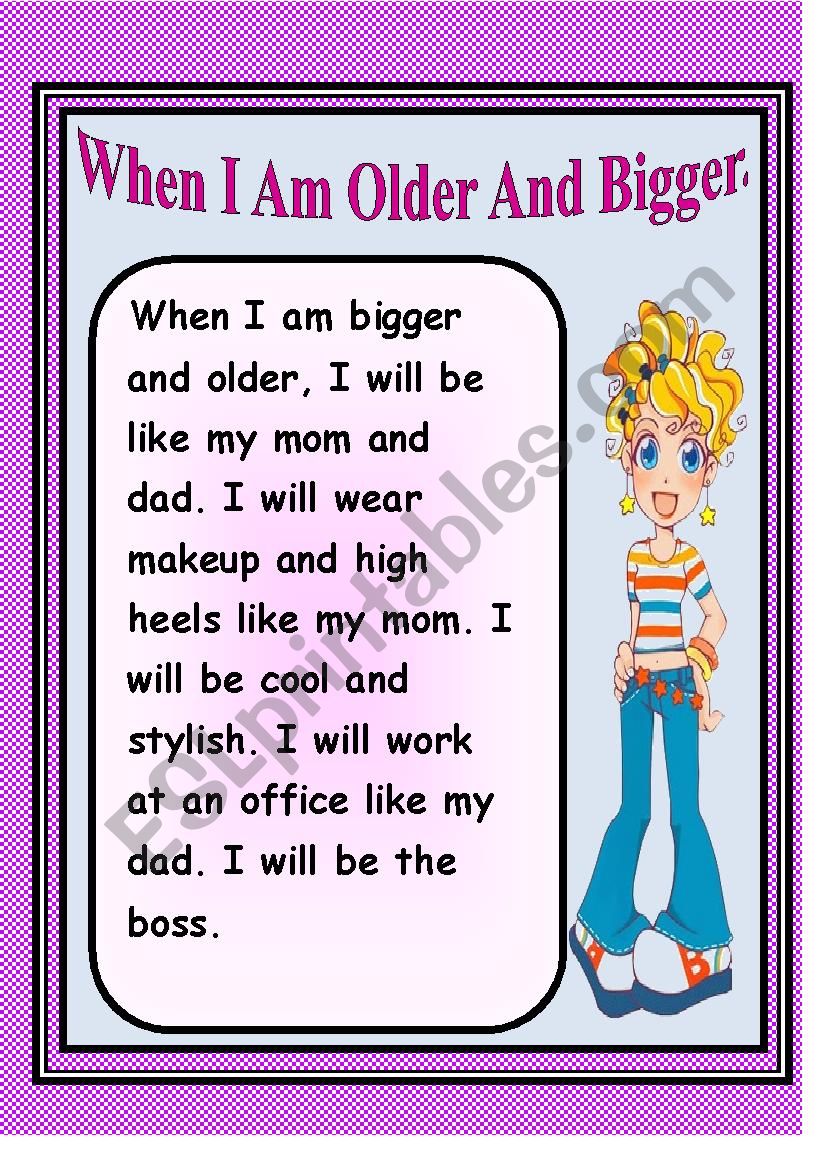 When I am Older And Bigger worksheet