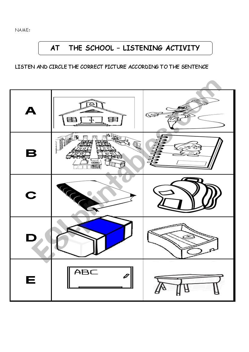 At school worksheet