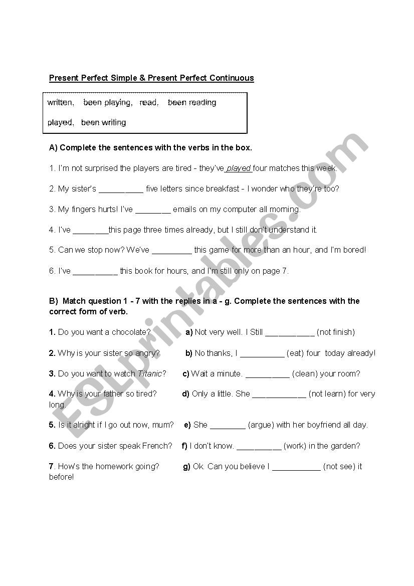 Present Perfect Simple & Continous