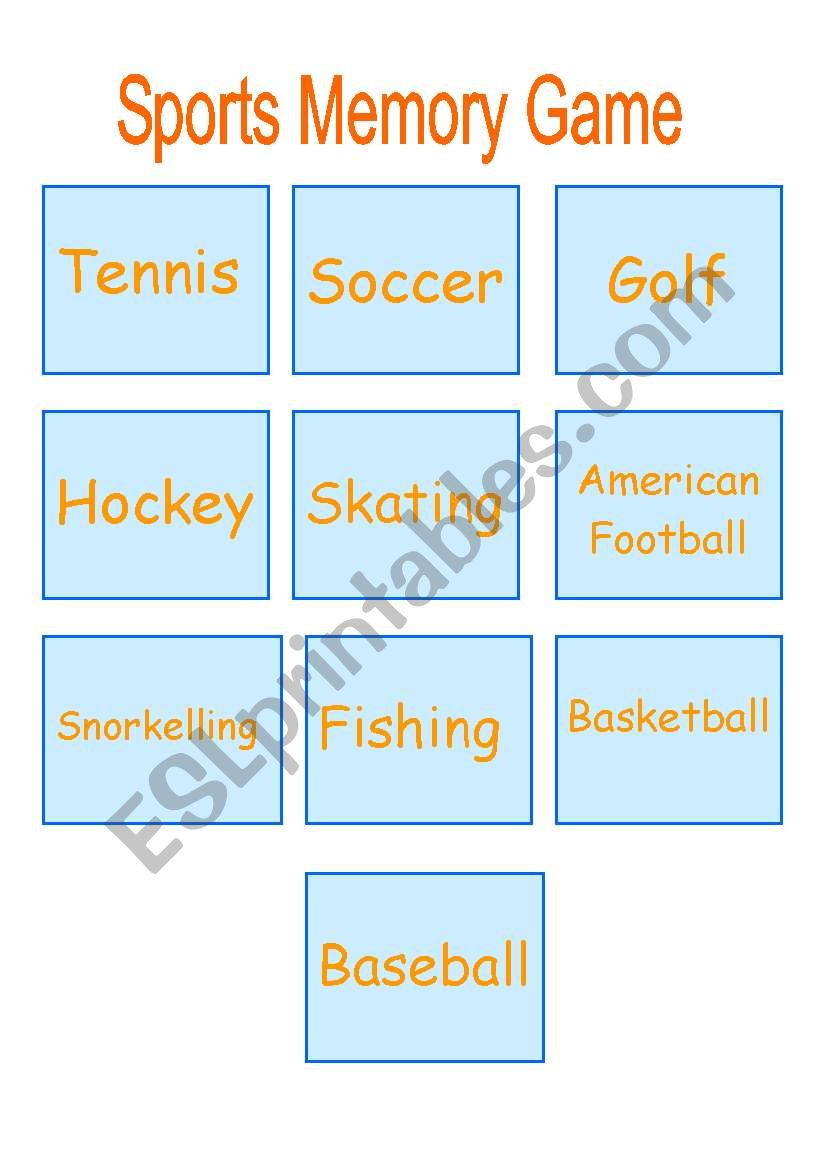 SPORTS MEMORY GAME PART 2 OF 2