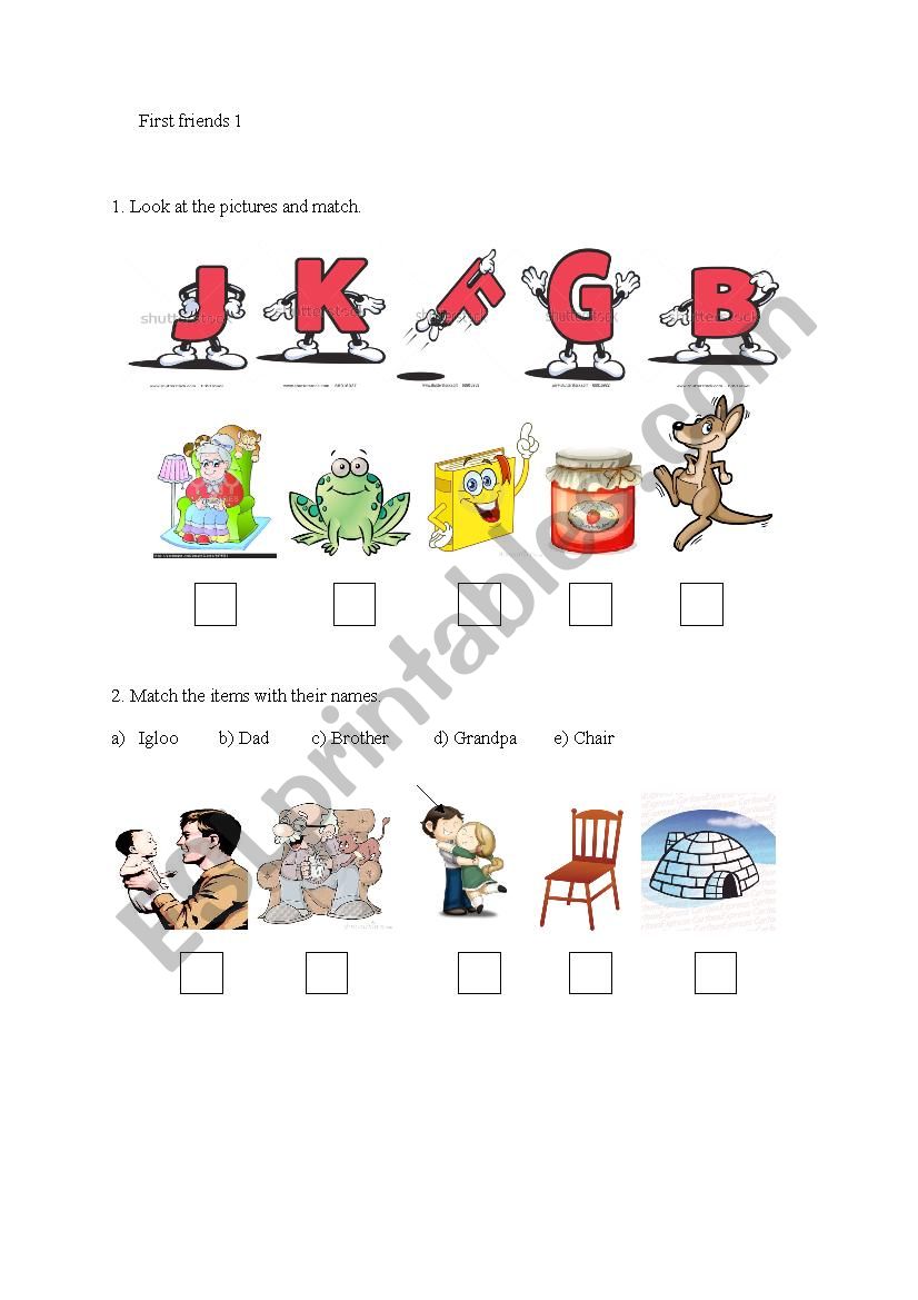 first friends 1 review test worksheet