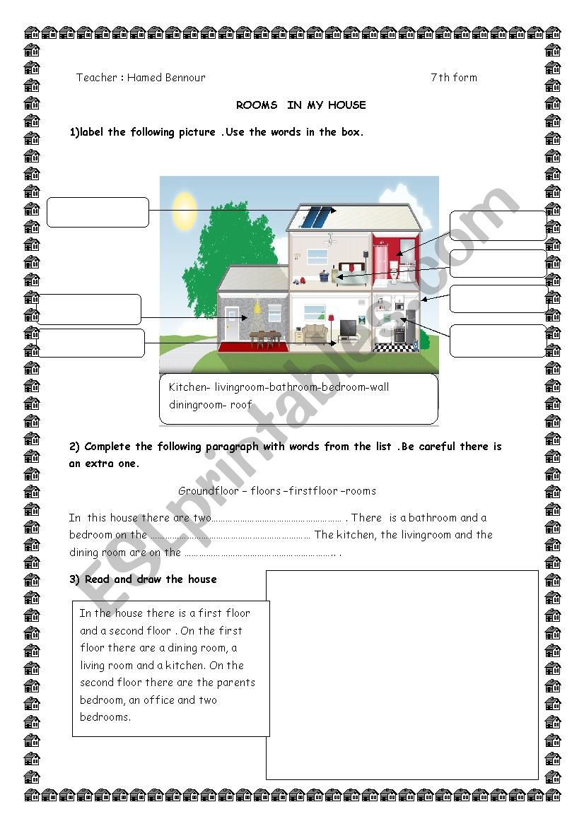 rooms in my house worksheet