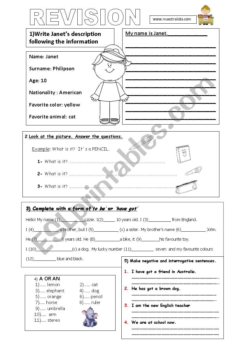 revision exercises worksheet