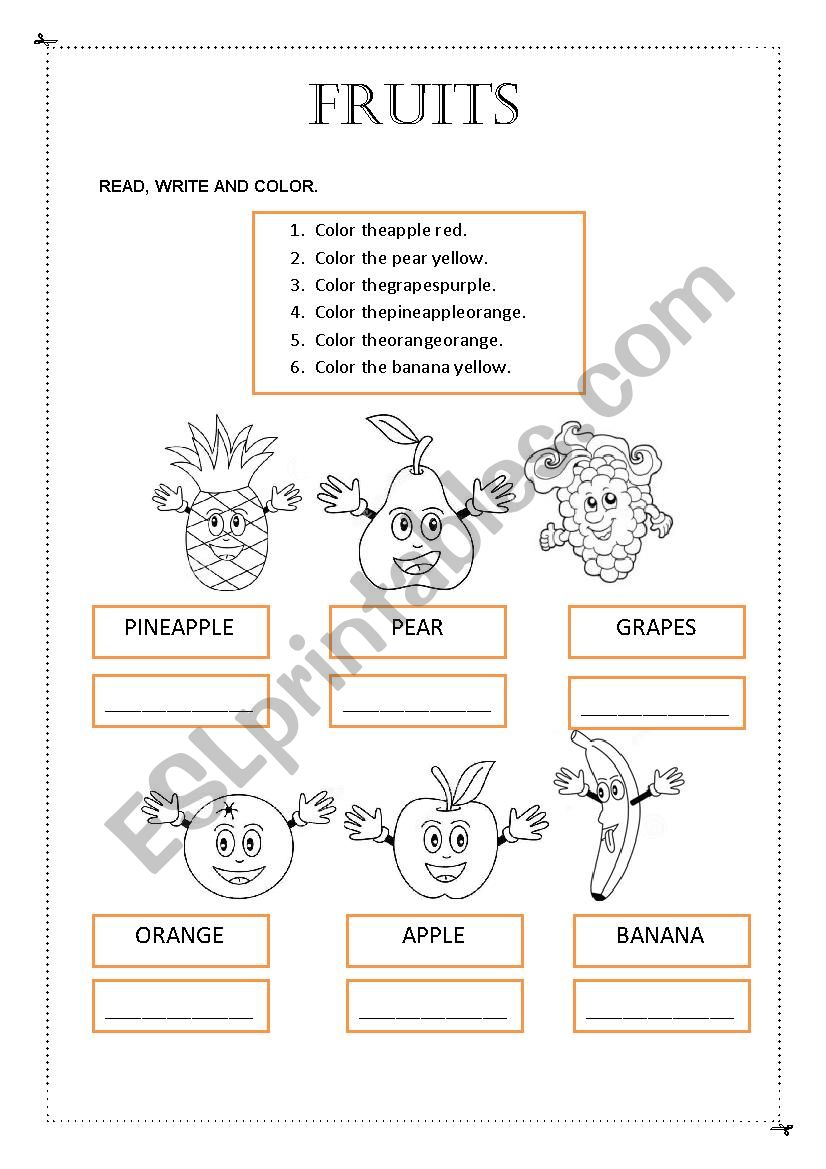 Fruits and Colors worksheet