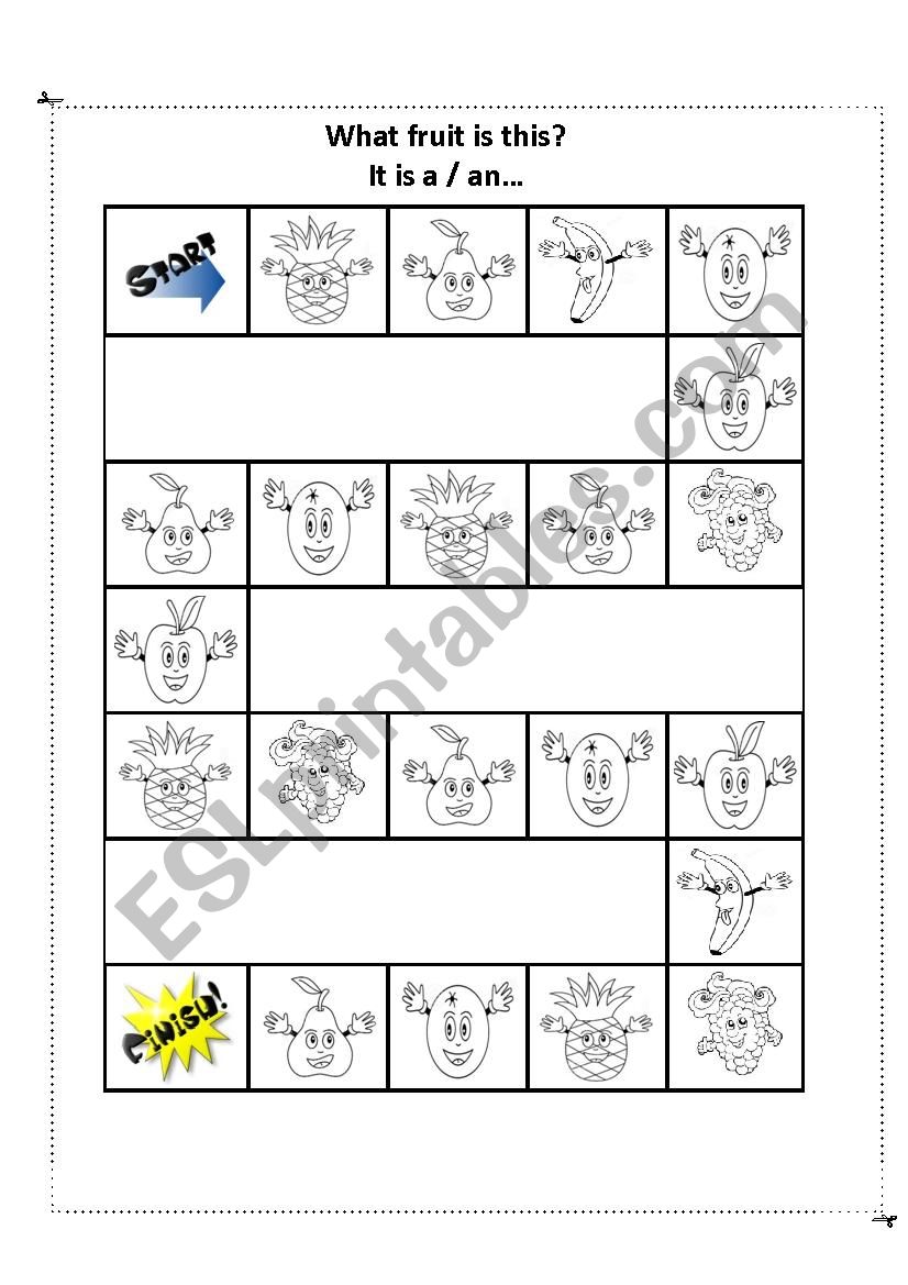 Fruits Board Game worksheet