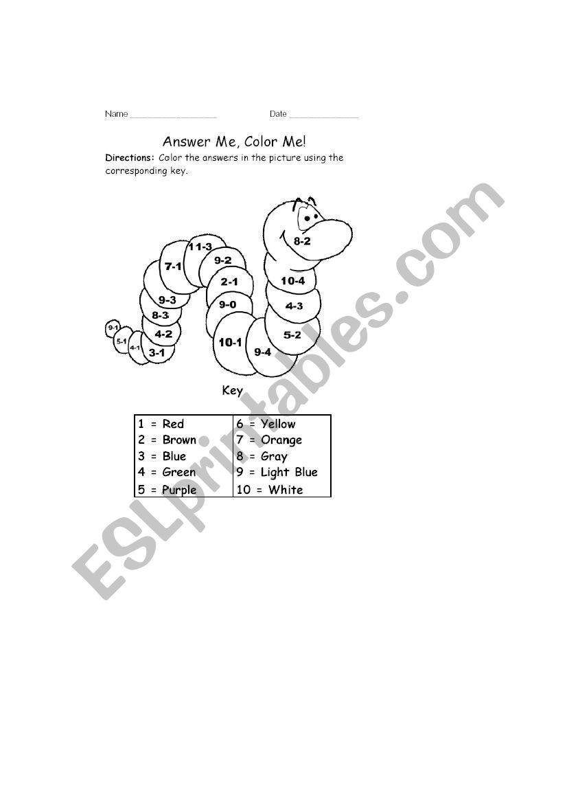 numbers worksheet