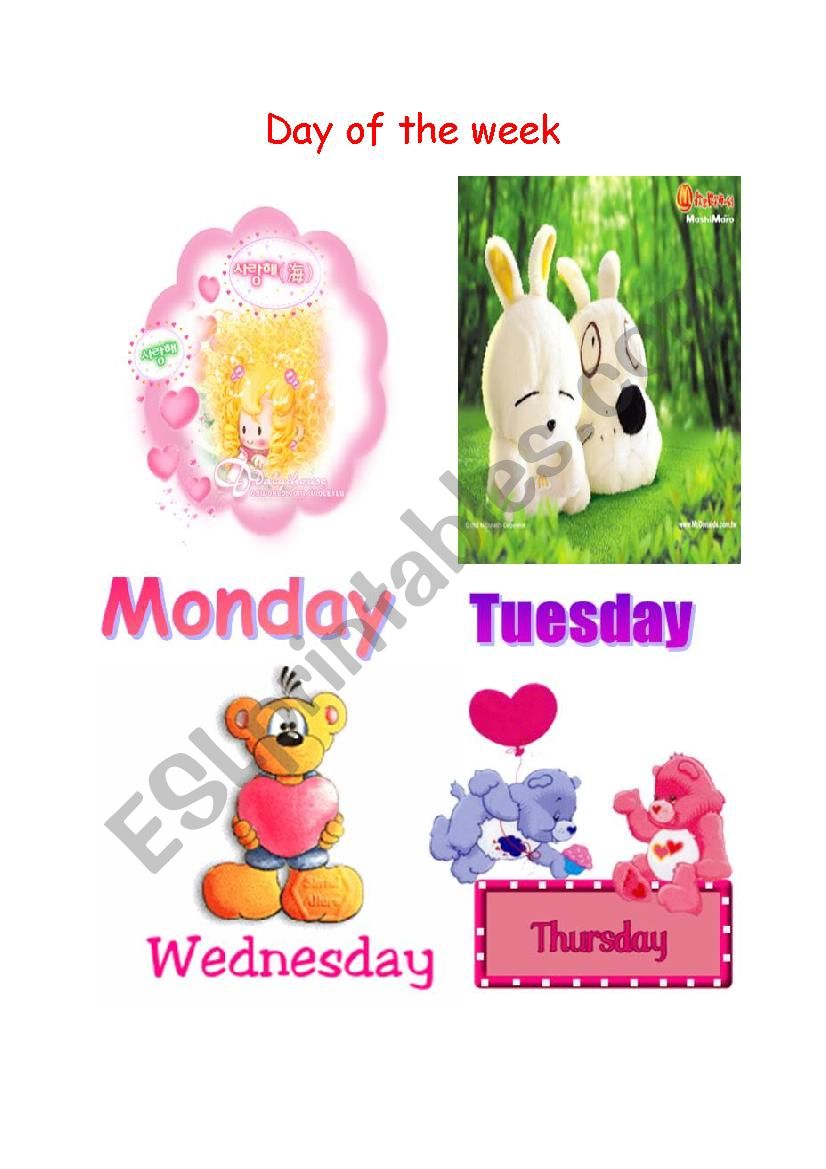 days of the week worksheet