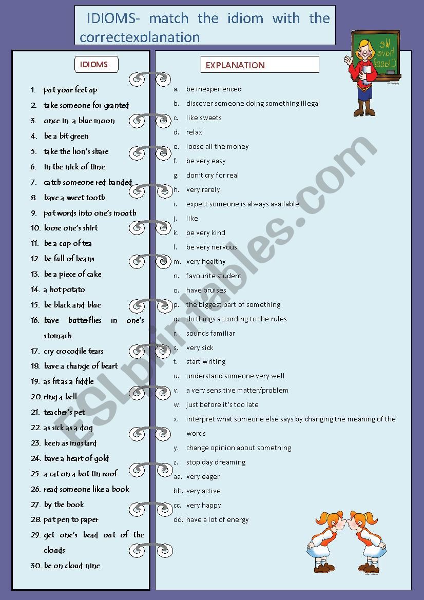 Idioms worksheet