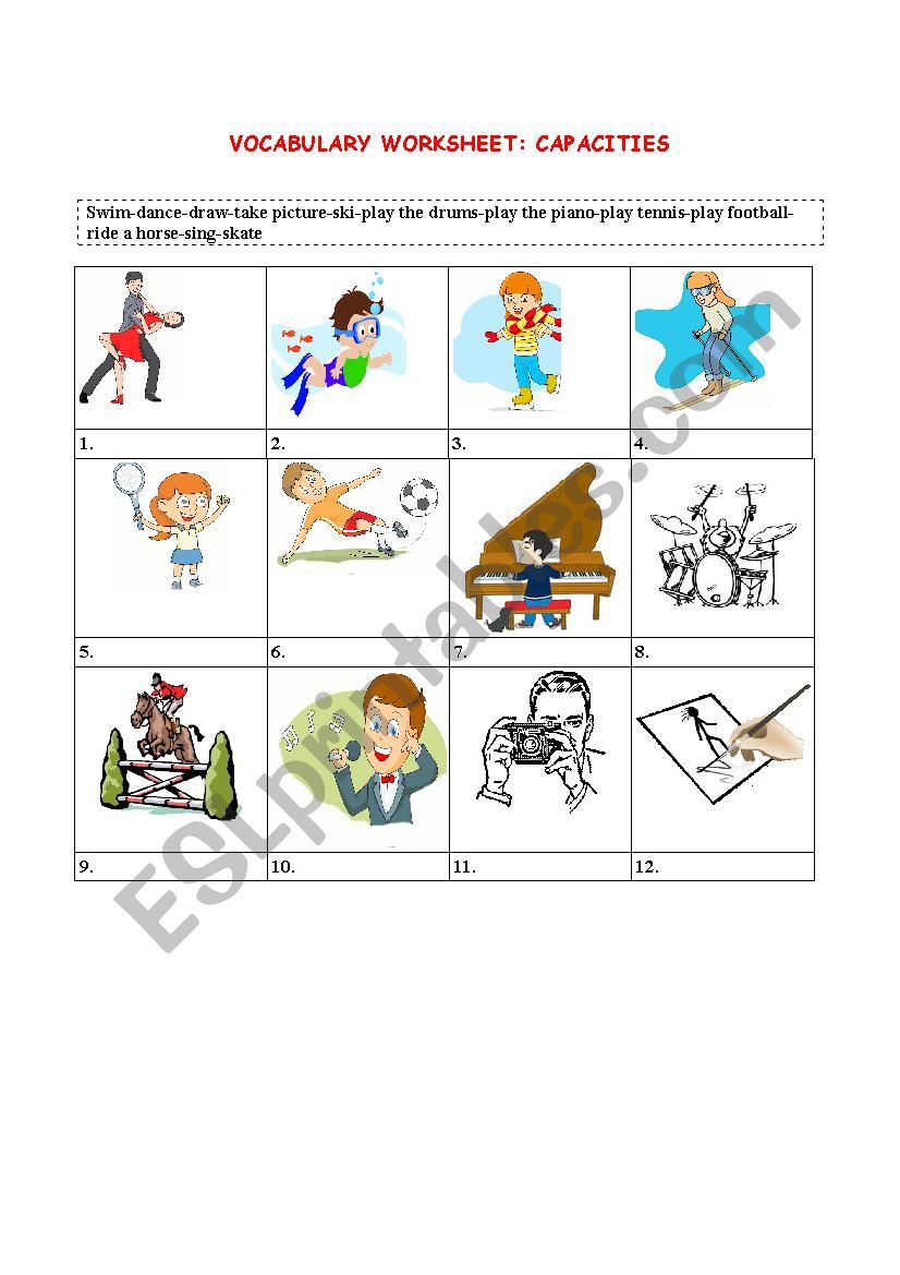 What can you do? Verbs worksheet