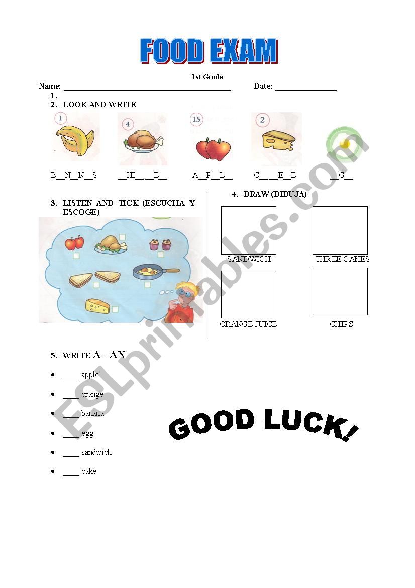 FOOD EXAM worksheet