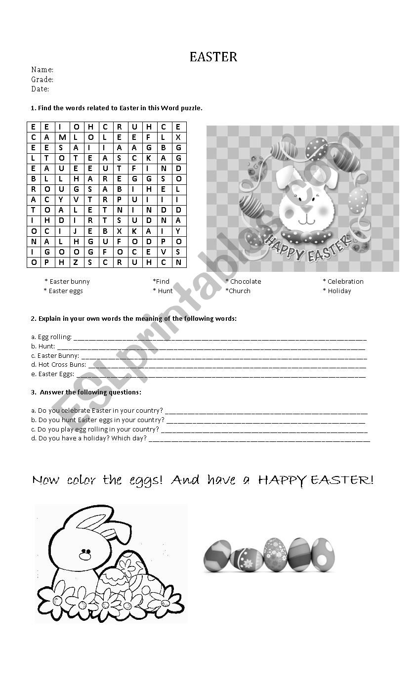 Easter  worksheet