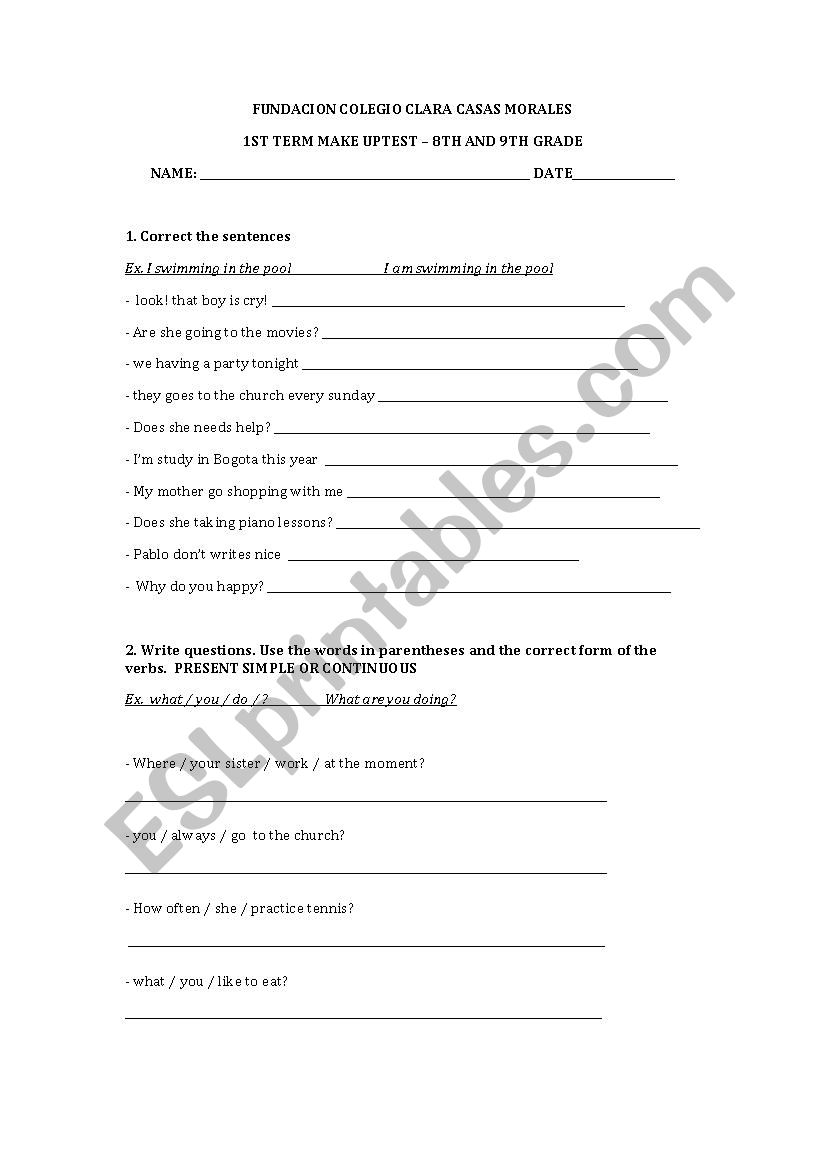 ENGLISH BASIC TEST worksheet