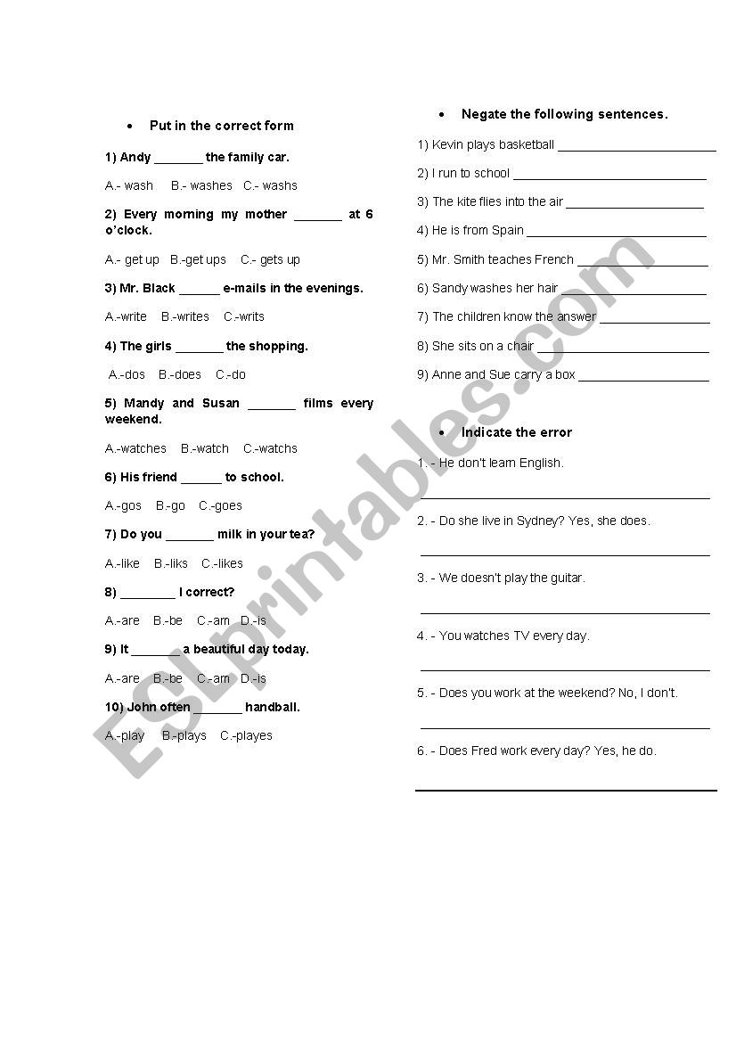 Simple Present+  Continuous worksheet