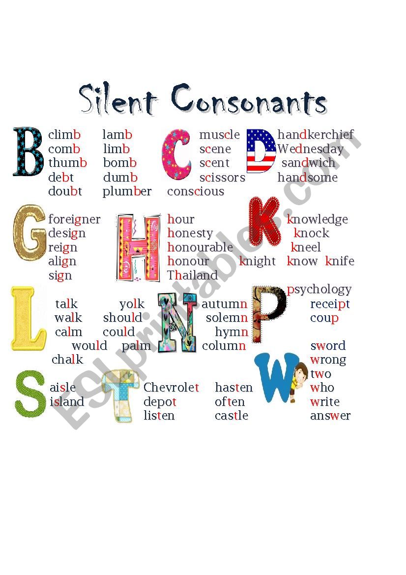 Silent Consonants worksheet