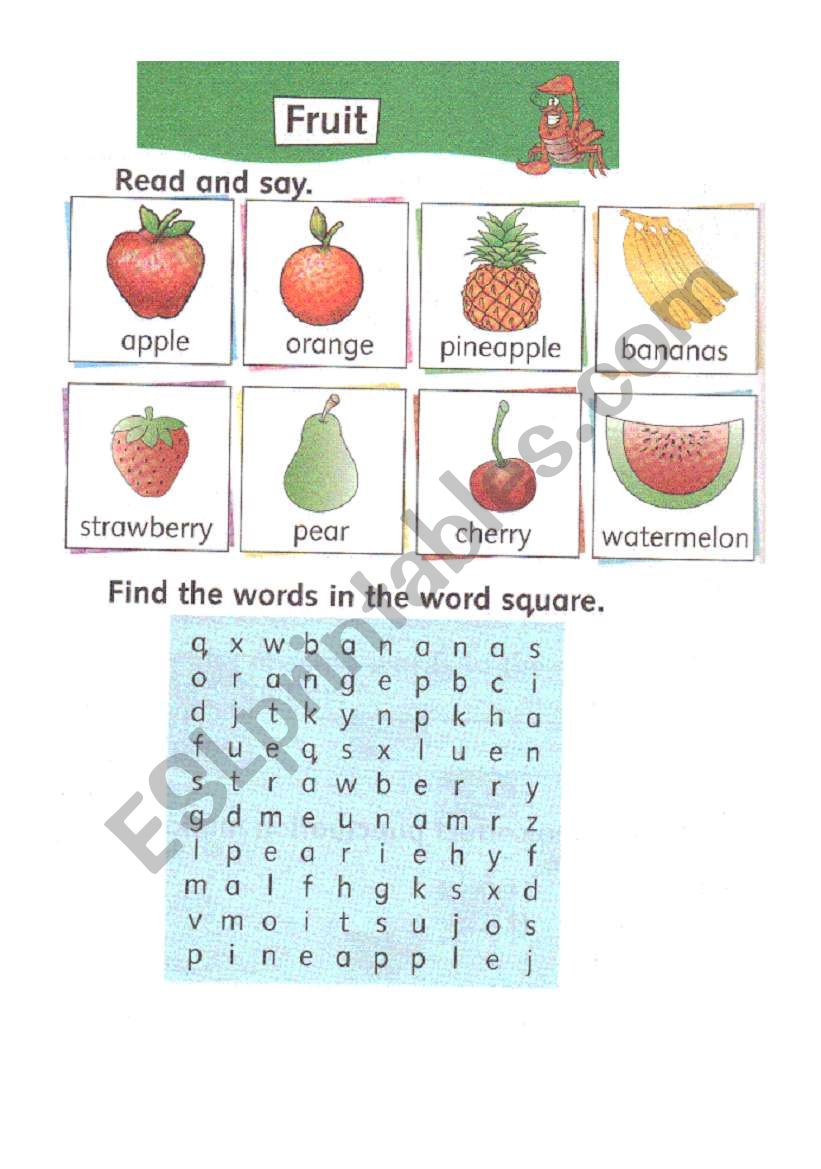 Fruit worksheet